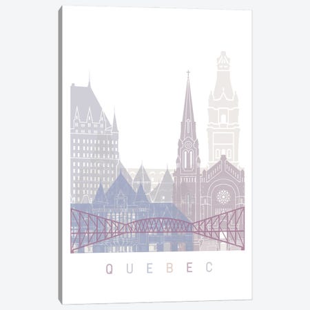 Quebec Skyline Poster Pastel Canvas Print #PUR5966} by Paul Rommer Canvas Art Print