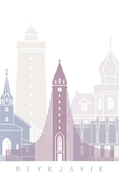Reykjavik: Reykjavik Skyline Poster Pastel by Paul Rommer