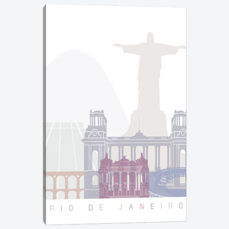 Rio Janeiro II Skyline Poster Pastel Canvas Print #PUR5996} by Paul Rommer Canvas Artwork