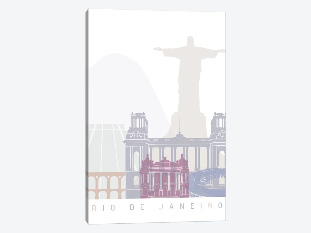 Rio Janeiro II Skyline Poster Pastel by Paul Rommer 1-piece Canvas Art Print