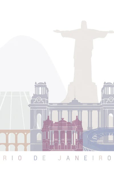 Brazil: Rio Janeiro II Skyline Poster Pastel by Paul Rommer