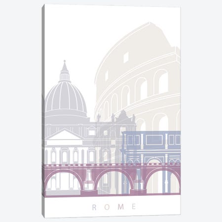Rome Skyline Poster Pastel Canvas Print #PUR5999} by Paul Rommer Art Print