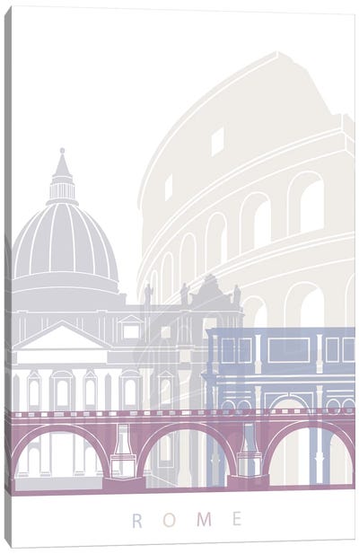 Rome Skyline Poster Pastel Canvas Art Print - Rome Art