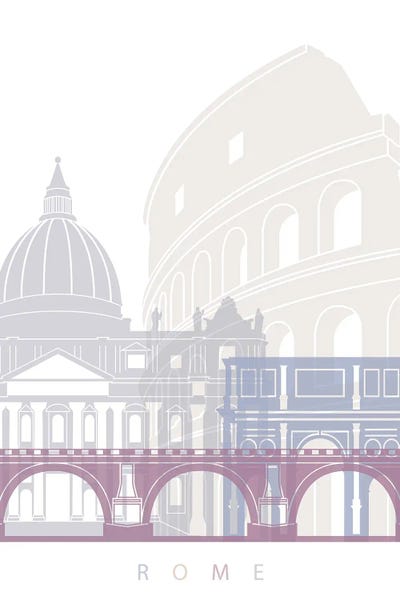 Rome Skylines: Rome Skyline Poster Pastel by Paul Rommer