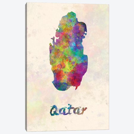 Qatar In Watercolor Canvas Print #PUR599} by Paul Rommer Canvas Wall Art