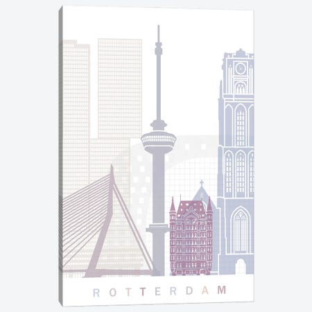 Rotterdam Skyline Poster Pastel Canvas Print #PUR6001} by Paul Rommer Canvas Print