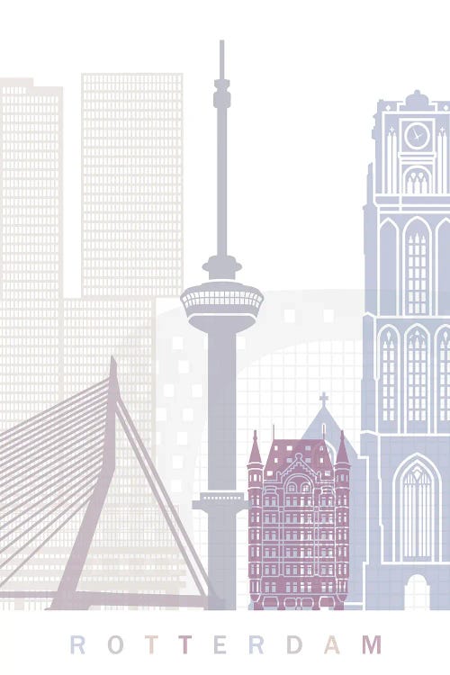 Rotterdam Skyline Poster Pastel