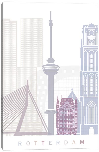 Rotterdam Skyline Poster Pastel Canvas Art Print