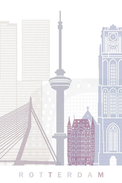 Rotterdam: Rotterdam Skyline Poster Pastel by Paul Rommer