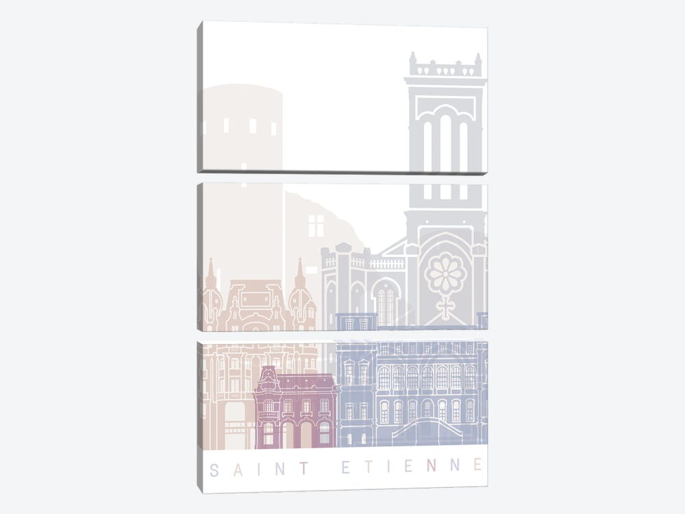 Saint Etienne Skyline Poster Pastel by Paul Rommer 3-piece Art Print