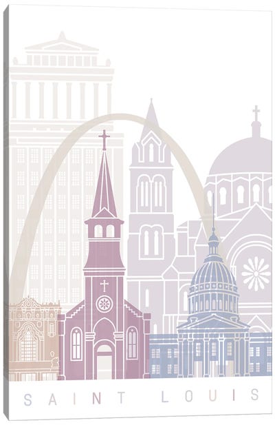Saint Louis Skyline Poster Pastel Canvas Art Print - Missouri Art