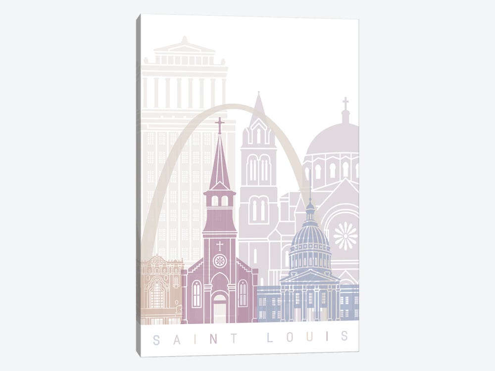 Saint Louis Skyline Poster Pastel by Paul Rommer 1-piece Canvas Art