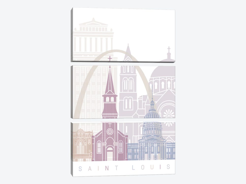 Saint Louis Skyline Poster Pastel by Paul Rommer 3-piece Canvas Art