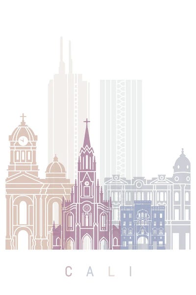 Cali Skyline Poster Pastel by Paul Rommer art print