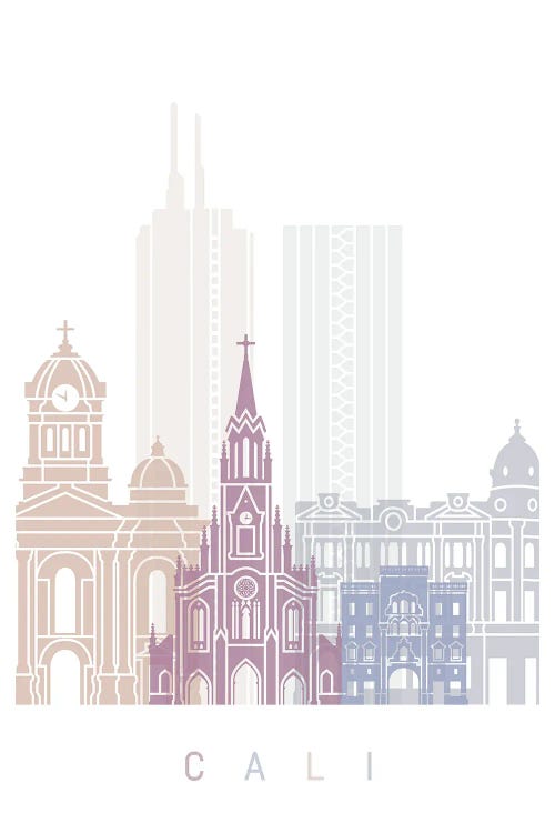 Cali Skyline Poster Pastel by Paul Rommer wall art