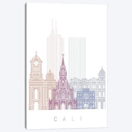 Cali Skyline Poster Pastel Canvas Print #PUR6020} by Paul Rommer Canvas Art Print