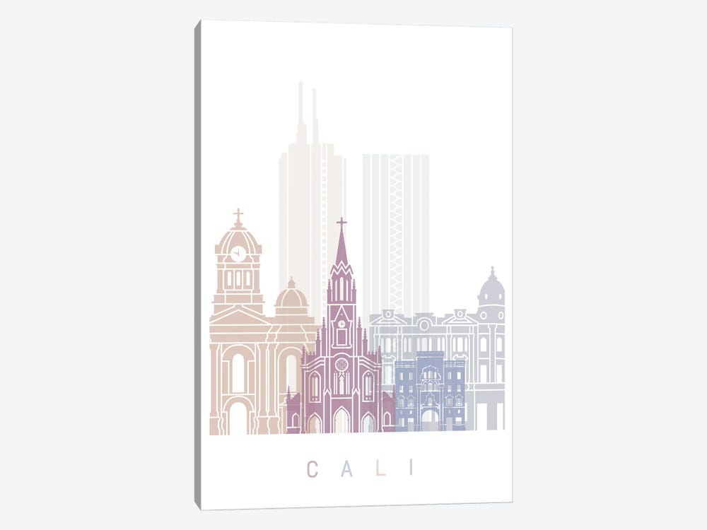 Cali Skyline Poster Pastel by Paul Rommer 1-piece Canvas Art