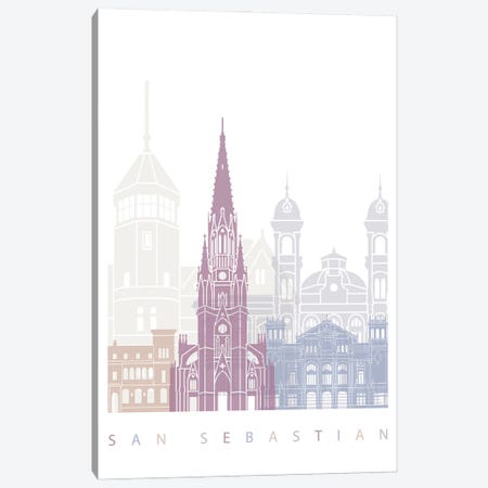 San Sebastian Skyline Poster Pastel Canvas Print #PUR6021} by Paul Rommer Art Print