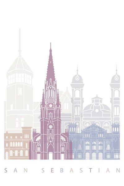 Spain: San Sebastian Skyline Poster Pastel by Paul Rommer