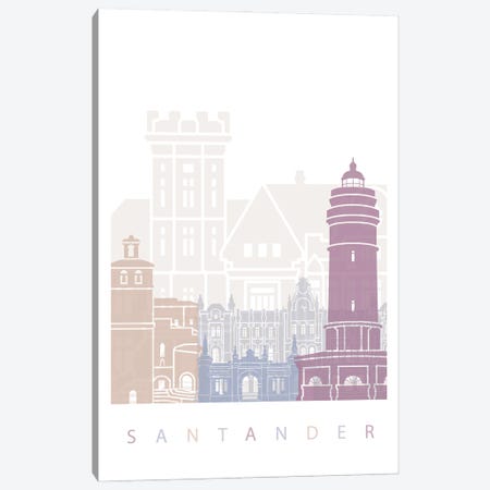 Santander Skyline Poster Pastel Canvas Print #PUR6022} by Paul Rommer Canvas Art Print