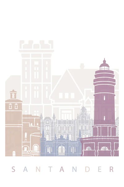 Spain: Santander Skyline Poster Pastel by Paul Rommer