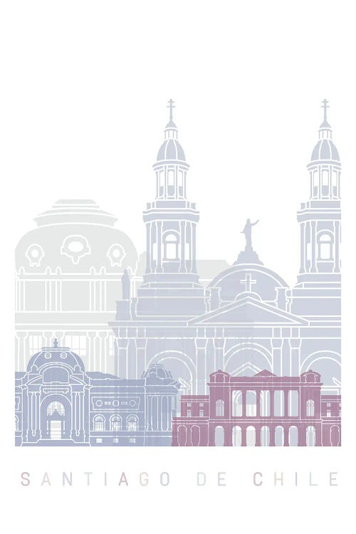 Santiago De Chile Skyline Poster Pastel