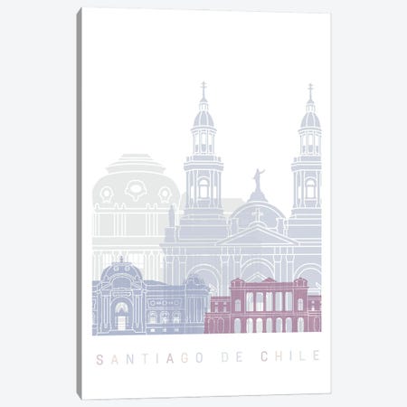 Santiago De Chile Skyline Poster Pastel Canvas Print #PUR6023} by Paul Rommer Canvas Print