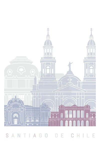 Santiago: Santiago De Chile Skyline Poster Pastel by Paul Rommer