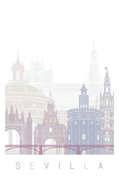 Andalusia: Seville Skyline Poster Pastel by Paul Rommer