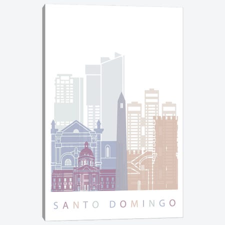Santo Domingo Skyline Poster Pastel Canvas Print #PUR6027} by Paul Rommer Canvas Artwork