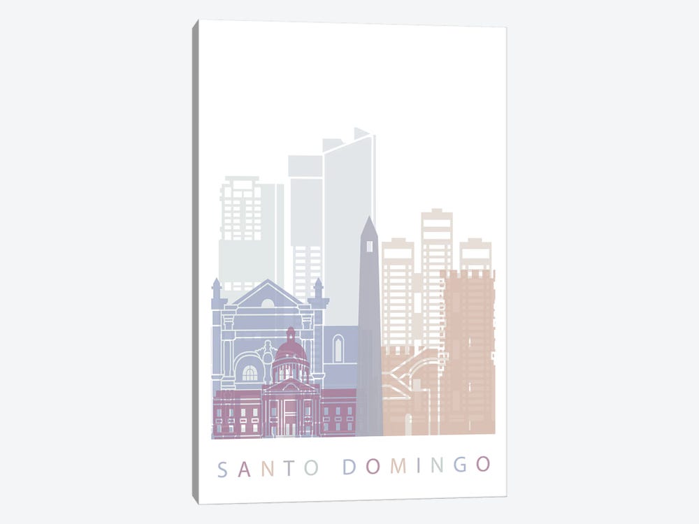 Santo Domingo Skyline Poster Pastel by Paul Rommer 1-piece Canvas Art Print
