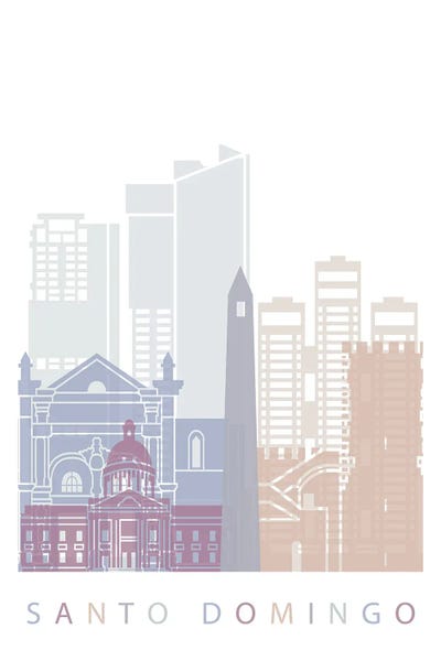Dominican Republic: Santo Domingo Skyline Poster Pastel by Paul Rommer