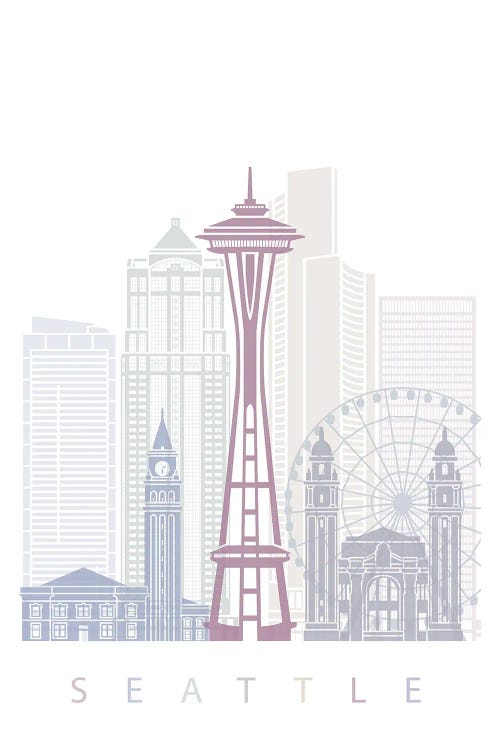 Seattle Skyline Poster Pastel