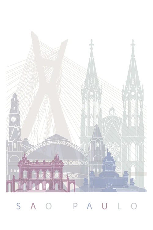 Sao Paulo Skyline Poster Pastel II by Paul Rommer wall art