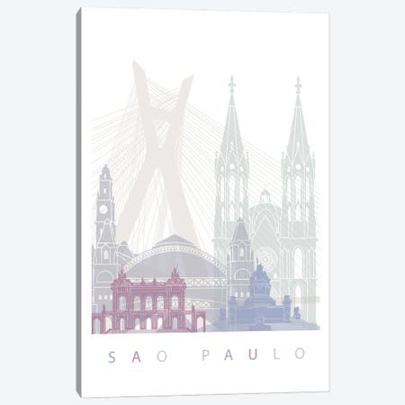 Sao Paulo Skyline Poster Pastel II Canvas Print #PUR6029} by Paul Rommer Art Print