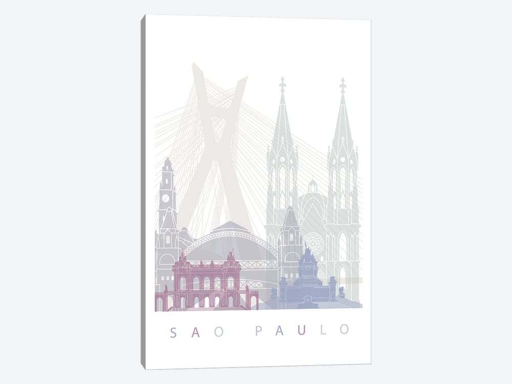 Sao Paulo Skyline Poster Pastel II by Paul Rommer 1-piece Canvas Art Print