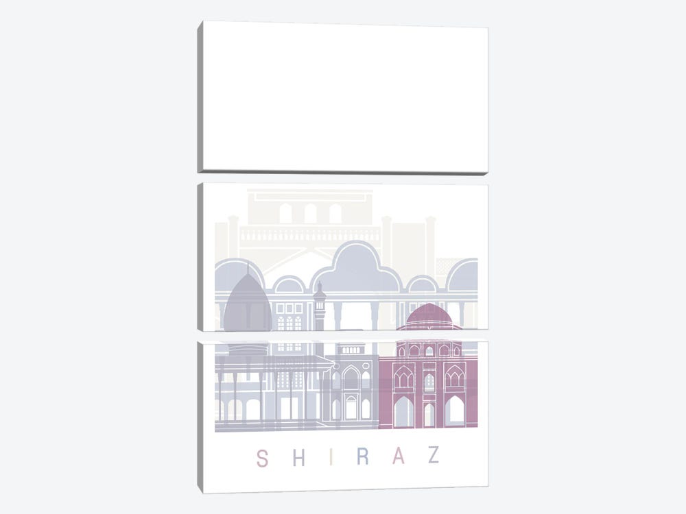 Shiraz Skyline Poster Pastel by Paul Rommer 3-piece Canvas Art Print
