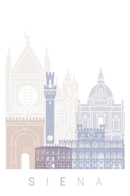 Siena Skyline Poster Pastel by Paul Rommer wall art