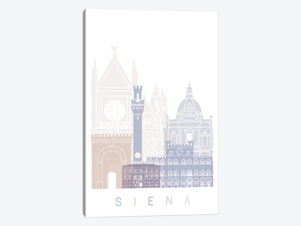 Siena Skyline Poster Pastel by Paul Rommer 1-piece Canvas Wall Art