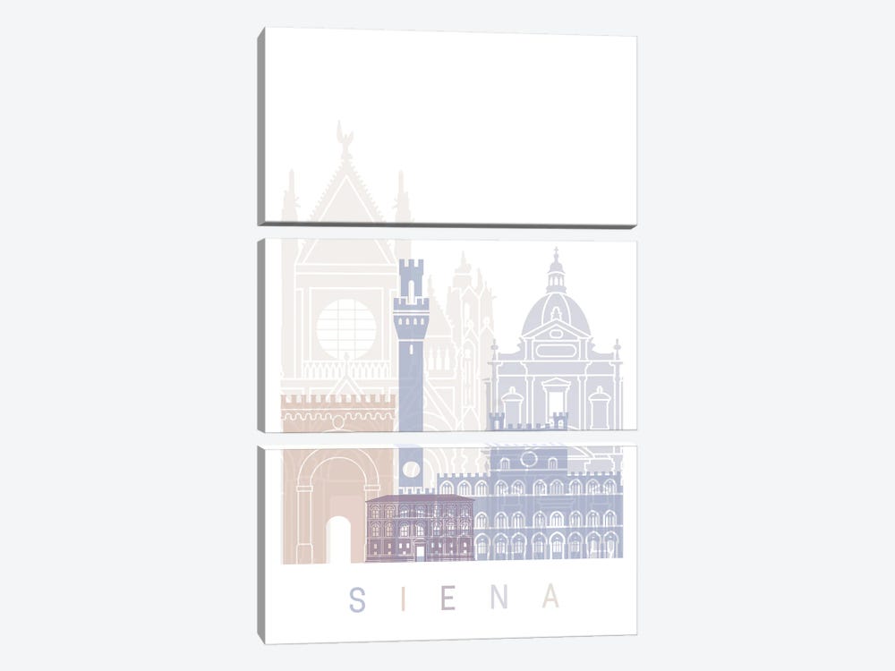 Siena Skyline Poster Pastel by Paul Rommer 3-piece Canvas Wall Art