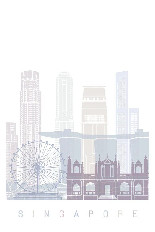Singapore V2 Skyline Poster Pastel