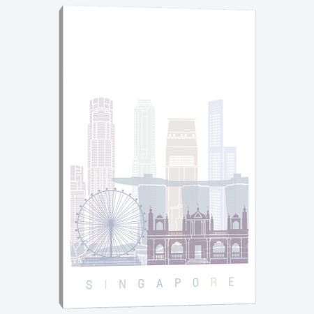 Singapore V2 Skyline Poster Pastel Canvas Print #PUR6033} by Paul Rommer Canvas Artwork