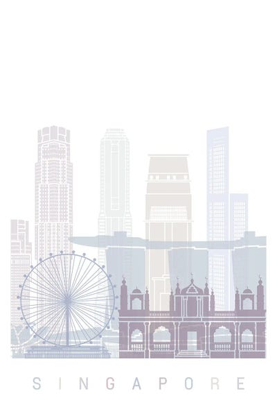 Singapore: Singapore V2 Skyline Poster Pastel by Paul Rommer