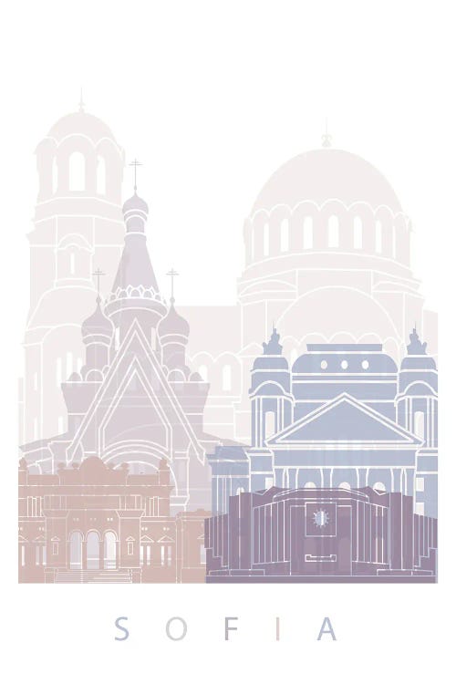 Sofia Skyline Poster Pastel