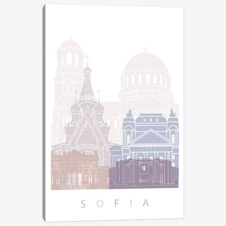 Sofia Skyline Poster Pastel Canvas Print #PUR6034} by Paul Rommer Art Print