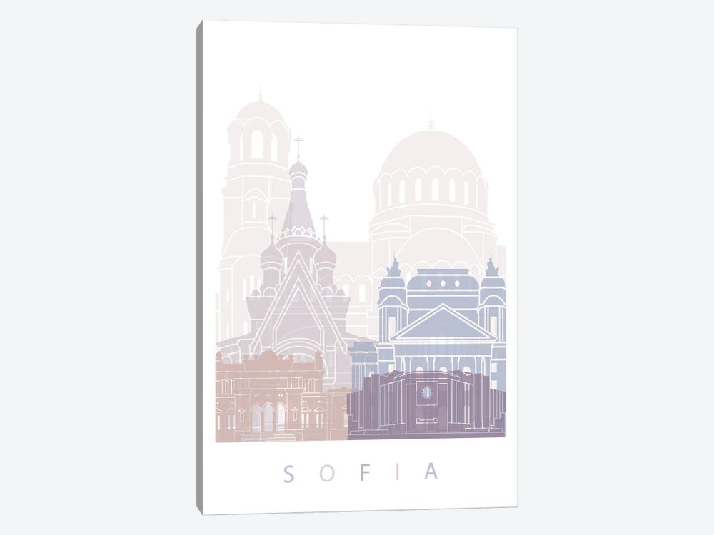 Sofia Skyline Poster Pastel by Paul Rommer 1-piece Art Print