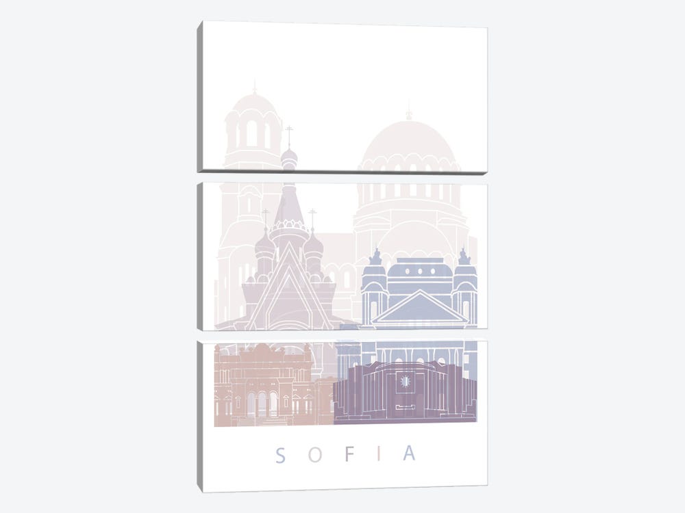 Sofia Skyline Poster Pastel by Paul Rommer 3-piece Art Print