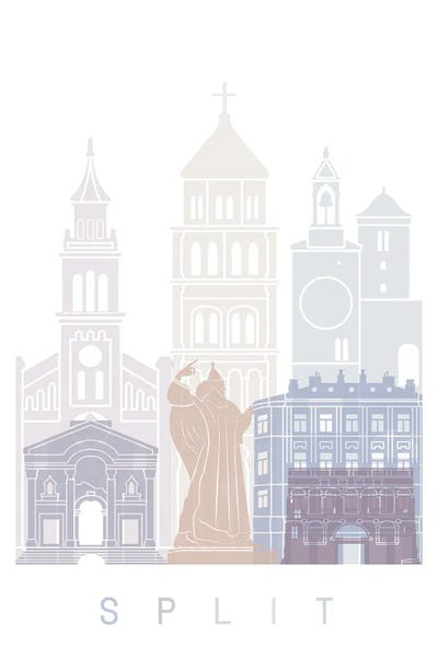 Croatia: Split Skyline Poster Pastel by Paul Rommer