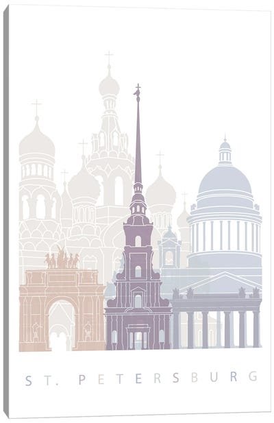 St. Petersburg Skyline Poster Pastel Canvas Art Print - Saint Petersburg Art