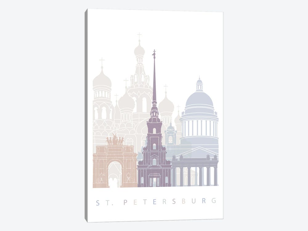 St. Petersburg Skyline Poster Pastel by Paul Rommer 1-piece Canvas Print
